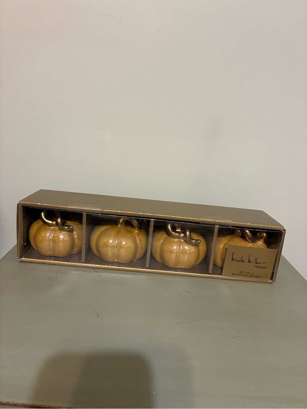 Nicole Miller Gold Ceramic Pumpkin Decor - Set of 4
